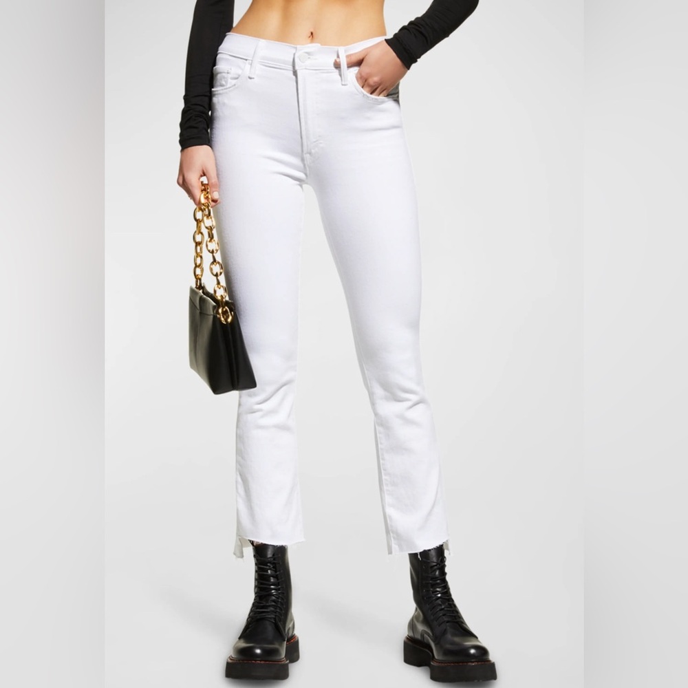 MOTHER White Insider Crop Step Fray Jeans Size 28